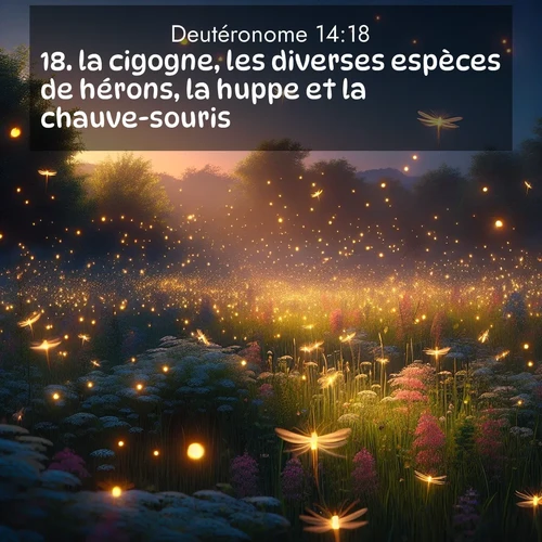 Segond21 Deutéronome  ; image nature: image avec le verset biblique :la cigogne, les diverses espèces de hérons, la huppe et la chauve-souris. ;  ; 14:18