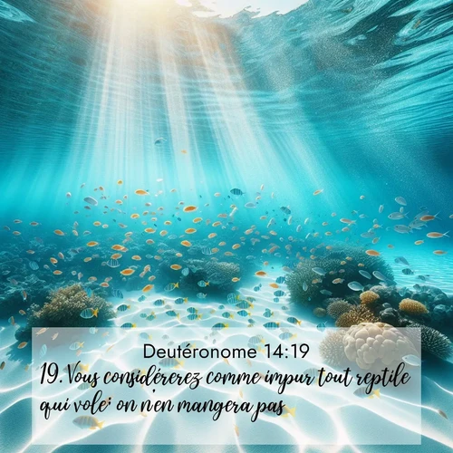 Segond21 Deutéronome  ; image nature: image avec le verset biblique :Vous considérerez comme impur tout reptile qui vole; on n&#039;en mangera pas. ;  ; 14:19