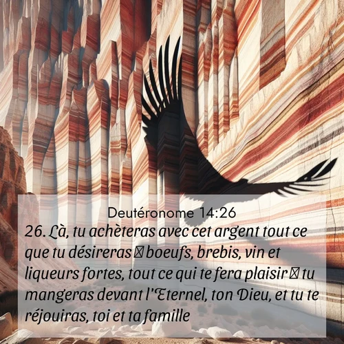 Segond21 Deutéronome  ; image nature: image avec le verset biblique :Là, tu achèteras avec cet argent tout ce que tu désireras  boeufs, brebis, vin et liqueurs fortes, tout ce qui te fera plaisir  tu mangeras devant l&#039;Eternel, ton Dieu, et tu te réjouiras, toi et ta famille. ;  ; 14:26