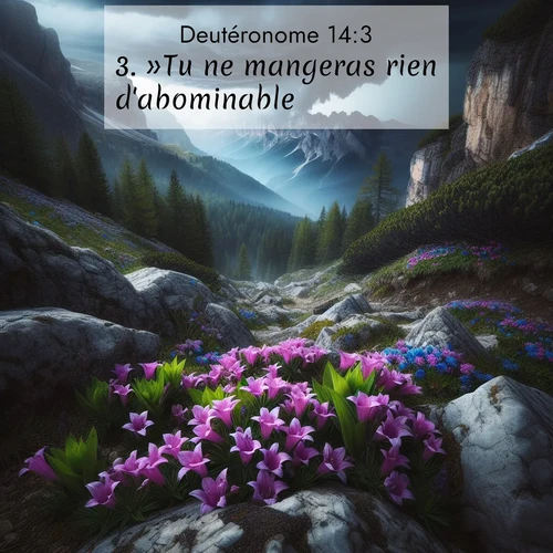 Segond21 Deutéronome  ; image nature: image avec le verset biblique :»Tu ne mangeras rien d&#039;abominable. ;  ; 14:3