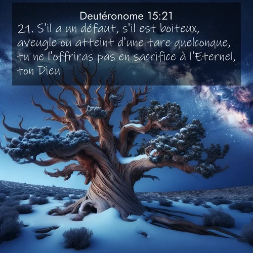 Segond21 Deutéronome  ; image nature: image avec le verset biblique :S&#039;il a un défaut, s&#039;il est boiteux, aveugle ou atteint d&#039;une tare quelconque, tu ne l&#039;offriras pas en sacrifice à l&#039;Eternel, ton Dieu. ;  ; 15:21