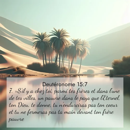 Segond21 Deutéronome  ; image nature: image avec le verset biblique :»S&#039;il y a chez toi, parmi tes frères et dans l&#039;une de tes villes, un pauvre dans le pays que l&#039;Eternel, ton Dieu, te donne, tu n&#039;endurciras pas ton coeur et tu ne fermeras pas ta main devant ton frère pauvre. ;  ; 15:7
