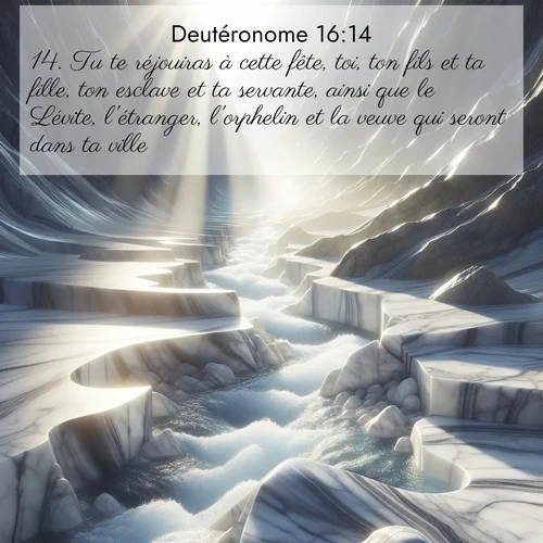 Segond21 Deutéronome  ; image nature: image avec le verset biblique :Tu te réjouiras à cette fête, toi, ton fils et ta fille, ton esclave et ta servante, ainsi que le Lévite, l&#039;étranger, l&#039;orphelin et la veuve qui seront dans ta ville. ;  ; 16:14