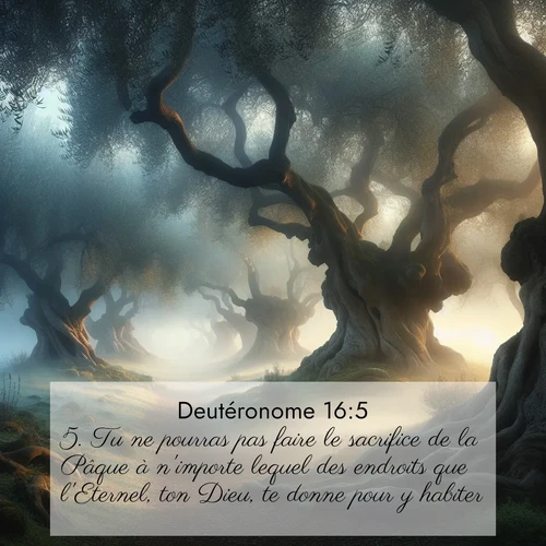 Segond21 Deutéronome  ; image nature: image avec le verset biblique :Tu ne pourras pas faire le sacrifice de la Pâque à n&#039;importe lequel des endroits que l&#039;Eternel, ton Dieu, te donne pour y habiter. ;  ; 16:5