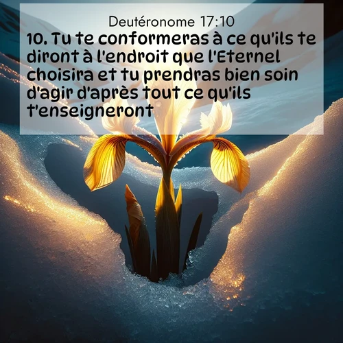Segond21 Deutéronome  ; image nature: image avec le verset biblique :Tu te conformeras à ce qu&#039;ils te diront à l&#039;endroit que l&#039;Eternel choisira et tu prendras bien soin d&#039;agir d&#039;après tout ce qu&#039;ils t&#039;enseigneront. ;  ; 17:10