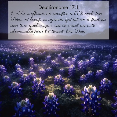 Segond21 Deutéronome  ; image nature: image avec le verset biblique :»Tu n&#039;offriras en sacrifice à l&#039;Eternel, ton Dieu, ni boeuf, ni agneau qui ait un défaut ou une tare quelconque, car ce serait un acte abominable pour l&#039;Eternel, ton Dieu. ;  ; 17:1
