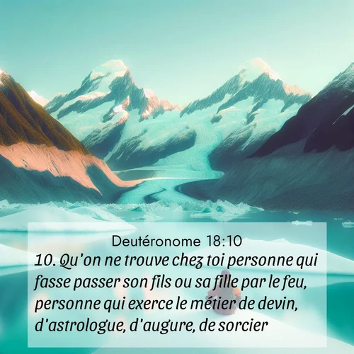 Segond21 Deutéronome  ; image nature: image avec le verset biblique :Qu&#039;on ne trouve chez toi personne qui fasse passer son fils ou sa fille par le feu, personne qui exerce le métier de devin, d&#039;astrologue, d&#039;augure, de sorcier, ;  ; 18:10