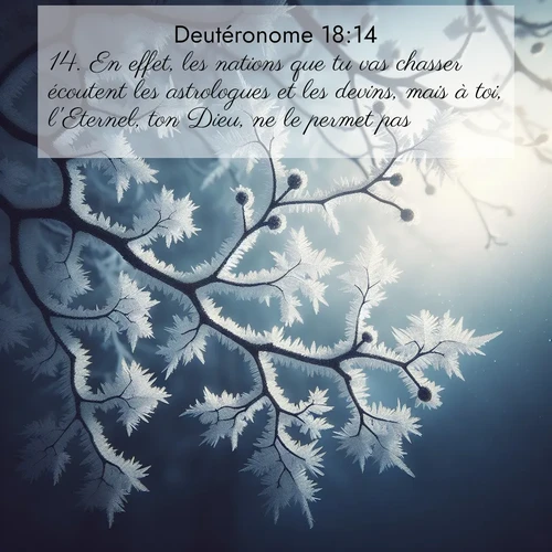 Segond21 Deutéronome  ; image nature: image avec le verset biblique :En effet, les nations que tu vas chasser écoutent les astrologues et les devins, mais à toi, l&#039;Eternel, ton Dieu, ne le permet pas. ;  ; 18:14