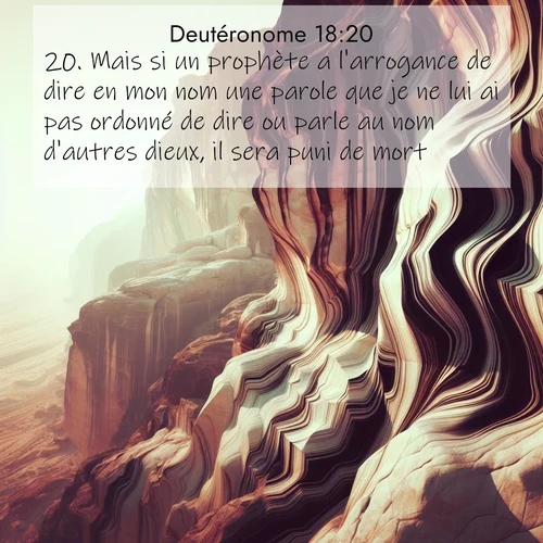 Segond21 Deutéronome  ; image nature: image avec le verset biblique :Mais si un prophète a l&#039;arrogance de dire en mon nom une parole que je ne lui ai pas ordonné de dire ou parle au nom d&#039;autres dieux, il sera puni de mort.&#039; ;  ; 18:20
