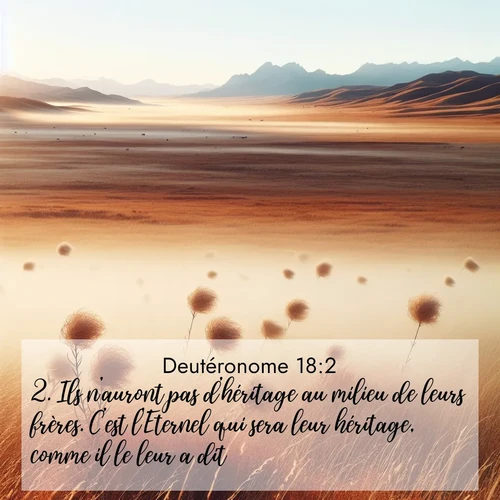 Segond21 Deutéronome  ; image nature: image avec le verset biblique :Ils n&#039;auront pas d&#039;héritage au milieu de leurs frères. C&#039;est l&#039;Eternel qui sera leur héritage, comme il le leur a dit. ;  ; 18:2