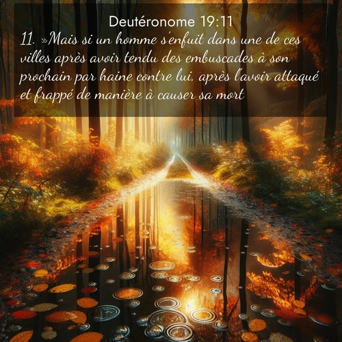 Segond21 Deutéronome  ; image nature: image avec le verset biblique :»Mais si un homme s&#039;enfuit dans une de ces villes après avoir tendu des embuscades à son prochain par haine contre lui, après l&#039;avoir attaqué et frappé de manière à causer sa mort, ;  ; 19:11