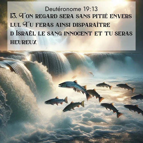 Segond21 Deutéronome  ; image nature: image avec le verset biblique :Ton regard sera sans pitié envers lui. Tu feras ainsi disparaître d&#039;Israël le sang innocent et tu seras heureux. ;  ; 19:13