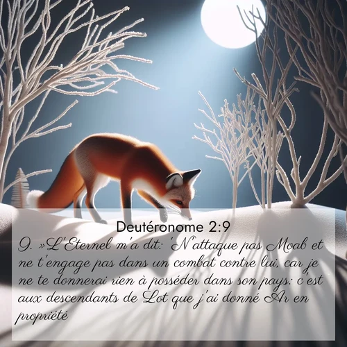 Segond21 Deutéronome  ; image nature: image avec le verset biblique :»L&#039;Eternel m&#039;a dit: &#039;N&#039;attaque pas Moab et ne t&#039;engage pas dans un combat contre lui, car je ne te donnerai rien à posséder dans son pays: c&#039;est aux descendants de Lot que j&#039;ai donné Ar en propriété. ;  ; 2:9