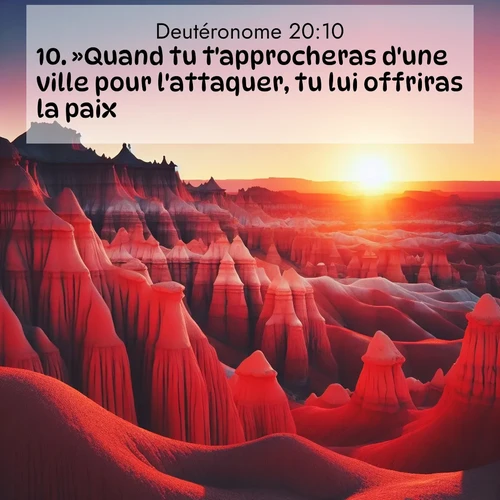 Segond21 Deutéronome  ; image nature: image avec le verset biblique :»Quand tu t&#039;approcheras d&#039;une ville pour l&#039;attaquer, tu lui offriras la paix. ;  ; 20:10
