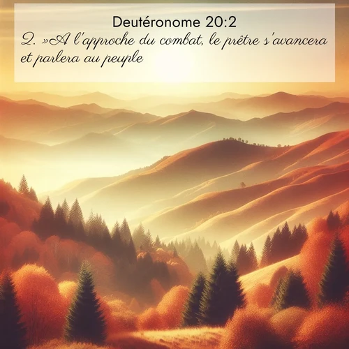 Segond21 Deutéronome  ; image nature: image avec le verset biblique :»A l&#039;approche du combat, le prêtre s&#039;avancera et parlera au peuple. ;  ; 20:2