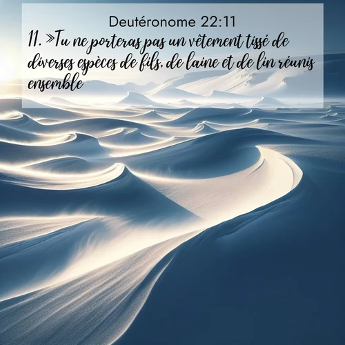 Segond21 Deutéronome  ; image nature: image avec le verset biblique :»Tu ne porteras pas un vêtement tissé de diverses espèces de fils, de laine et de lin réunis ensemble. ;  ; 22:11