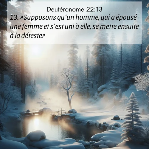 Segond21 Deutéronome  ; image nature: image avec le verset biblique :»Supposons qu&#039;un homme, qui a épousé une femme et s&#039;est uni à elle, se mette ensuite à la détester, ;  ; 22:13