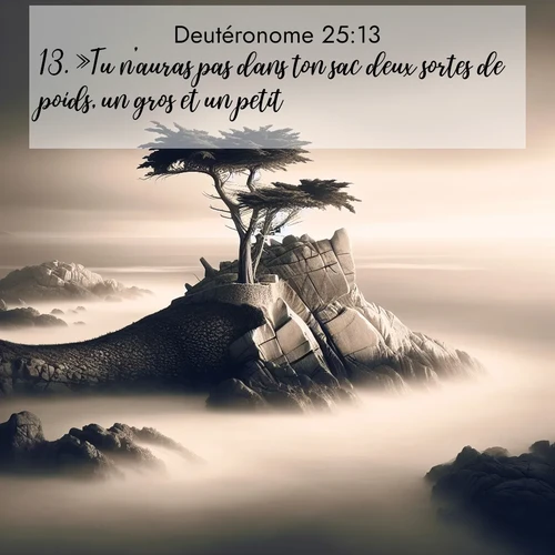 Segond21 Deutéronome  ; image nature: image avec le verset biblique :»Tu n&#039;auras pas dans ton sac deux sortes de poids, un gros et un petit. ;  ; 25:13