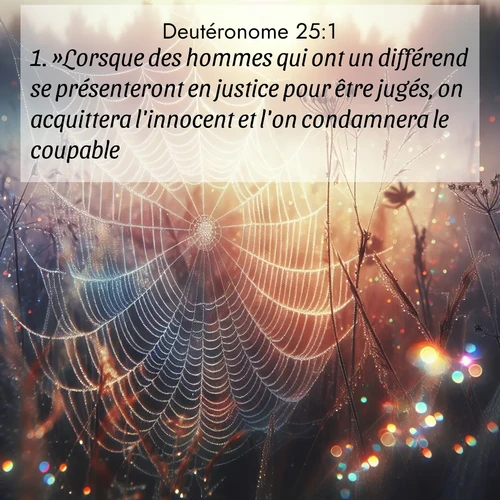 Segond21 Deutéronome  ; image nature: image avec le verset biblique :»Lorsque des hommes qui ont un différend se présenteront en justice pour être jugés, on acquittera l&#039;innocent et l&#039;on condamnera le coupable. ;  ; 25:1