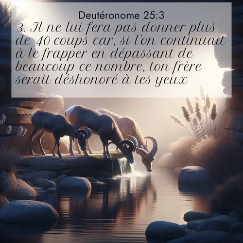 Segond21 Deutéronome  ; image nature: image avec le verset biblique :Il ne lui fera pas donner plus de 40 coups car, si l&#039;on continuait à le frapper en dépassant de beaucoup ce nombre, ton frère serait déshonoré à tes yeux. ;  ; 25:3