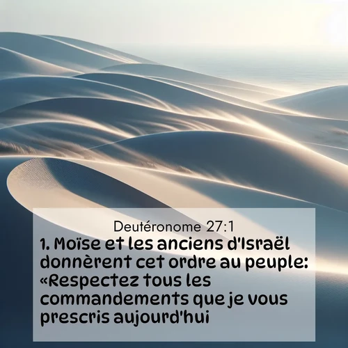 Segond21 Deutéronome  ; image nature: image avec le verset biblique :Moïse et les anciens d&#039;Israël donnèrent cet ordre au peuple: «Respectez tous les commandements que je vous prescris aujourd&#039;hui. ;  ; 27:1