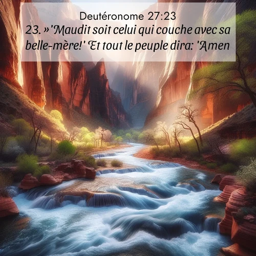 Segond21 Deutéronome  ; image nature: image avec le verset biblique :»&#039;Maudit soit celui qui couche avec sa belle-mère!&#039; Et tout le peuple dira: &#039;Amen!&#039; ;  ; 27:23