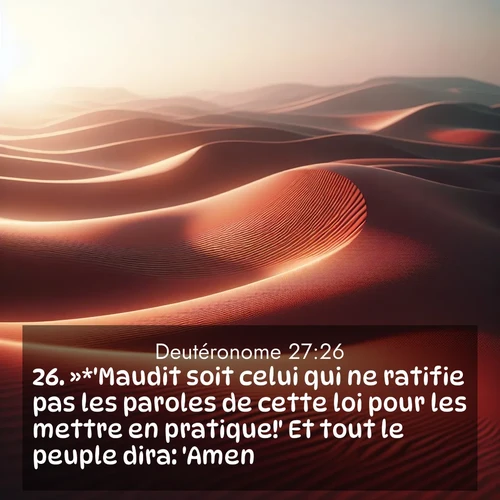 Segond21 Deutéronome  ; image nature: image avec le verset biblique :»*&#039;Maudit soit celui qui ne ratifie pas les paroles de cette loi pour les mettre en pratique!&#039; Et tout le peuple dira: &#039;Amen!&#039; ;  ; 27:26