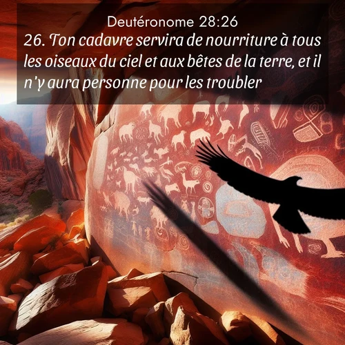 Segond21 Deutéronome  ; image nature: image avec le verset biblique :Ton cadavre servira de nourriture à tous les oiseaux du ciel et aux bêtes de la terre, et il n&#039;y aura personne pour les troubler. ;  ; 28:26
