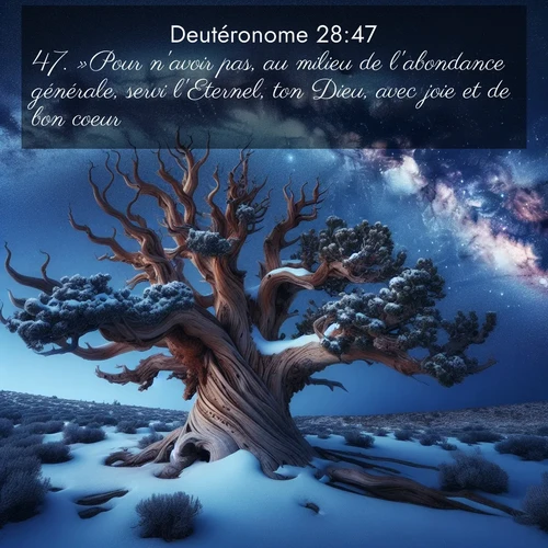 Segond21 Deutéronome  ; image nature: image avec le verset biblique :»Pour n&#039;avoir pas, au milieu de l&#039;abondance générale, servi l&#039;Eternel, ton Dieu, avec joie et de bon coeur, ;  ; 28:47