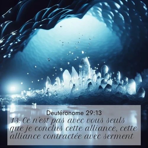 Segond21 Deutéronome  ; image nature: image avec le verset biblique :Ce n&#039;est pas avec vous seuls que je conclus cette alliance, cette alliance contractée avec serment, ;  ; 29:13