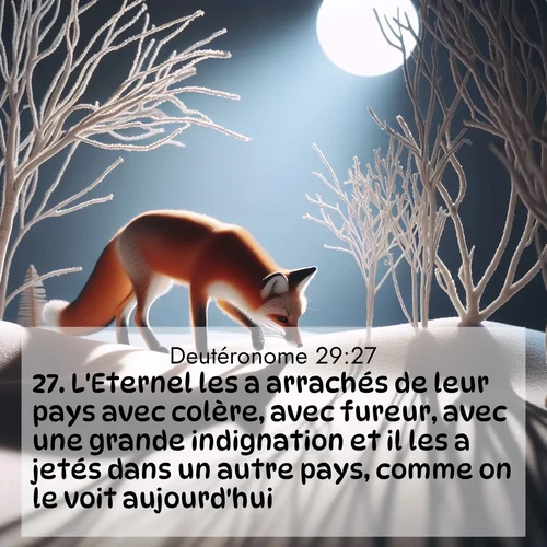 Segond21 Deutéronome  ; image nature: image avec le verset biblique :L&#039;Eternel les a arrachés de leur pays avec colère, avec fureur, avec une grande indignation et il les a jetés dans un autre pays, comme on le voit aujourd&#039;hui.&#039; ;  ; 29:27