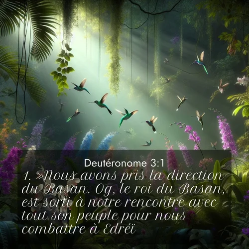 Segond21 Deutéronome  ; image nature: image avec le verset biblique :»Nous avons pris la direction du Basan. Og, le roi du Basan, est sorti à notre rencontre avec tout son peuple pour nous combattre à Edréï. ;  ; 3:1