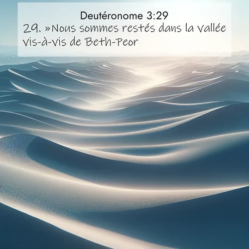 Segond21 Deutéronome  ; image nature: image avec le verset biblique :»Nous sommes restés dans la vallée vis-à-vis de Beth-Peor. ;  ; 3:29