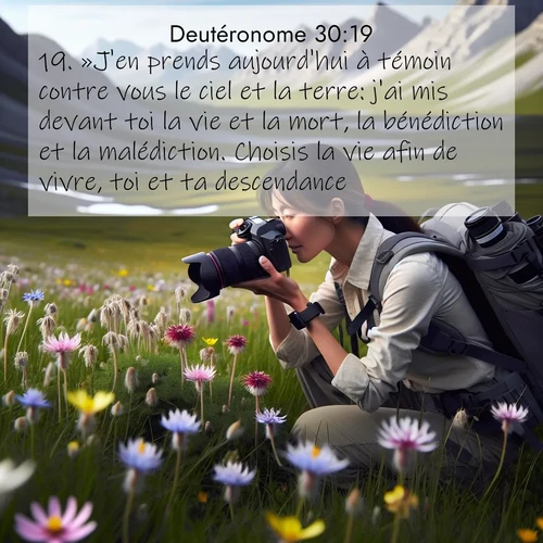 Segond21 Deutéronome  ; image nature: image avec le verset biblique :»J&#039;en prends aujourd&#039;hui à témoin contre vous le ciel et la terre: j&#039;ai mis devant toi la vie et la mort, la bénédiction et la malédiction. Choisis la vie afin de vivre, toi et ta descendance, ;  ; 30:19