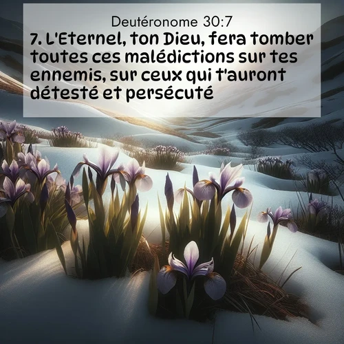 Segond21 Deutéronome  ; image nature: image avec le verset biblique :L&#039;Eternel, ton Dieu, fera tomber toutes ces malédictions sur tes ennemis, sur ceux qui t&#039;auront détesté et persécuté. ;  ; 30:7
