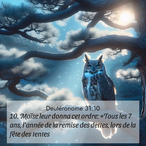 Segond21 Deutéronome  ; image nature: image avec le verset biblique :Moïse leur donna cet ordre: «Tous les 7 ans, l&#039;année de la remise des dettes, lors de la fête des tentes, ;  ; 31:10