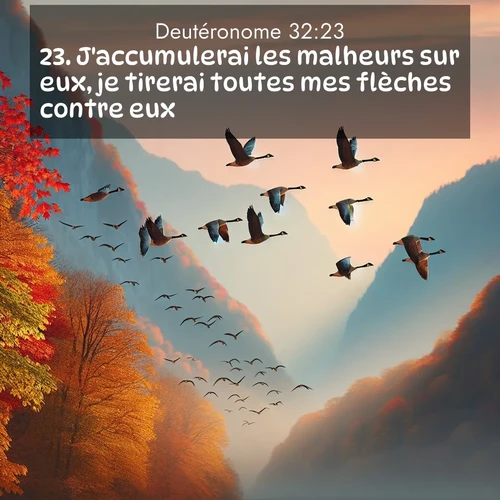 Segond21 Deutéronome  ; image nature: image avec le verset biblique :J&#039;accumulerai les malheurs sur eux, je tirerai toutes mes flèches contre eux. ;  ; 32:23
