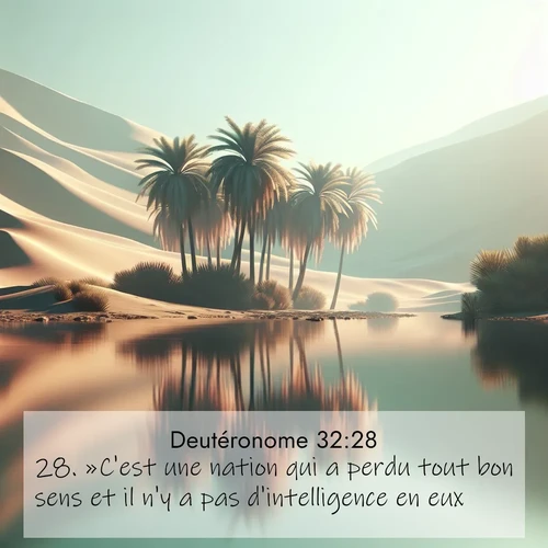 Segond21 Deutéronome  ; image nature: image avec le verset biblique :»C&#039;est une nation qui a perdu tout bon sens et il n&#039;y a pas d&#039;intelligence en eux. ;  ; 32:28