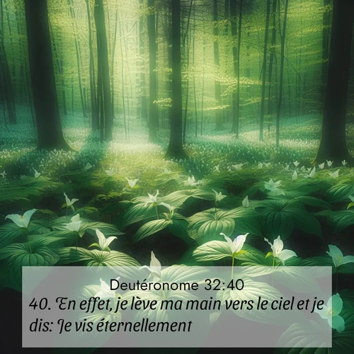 Segond21 Deutéronome  ; image nature: image avec le verset biblique :En effet, je lève ma main vers le ciel et je dis: Je vis éternellement! ;  ; 32:40
