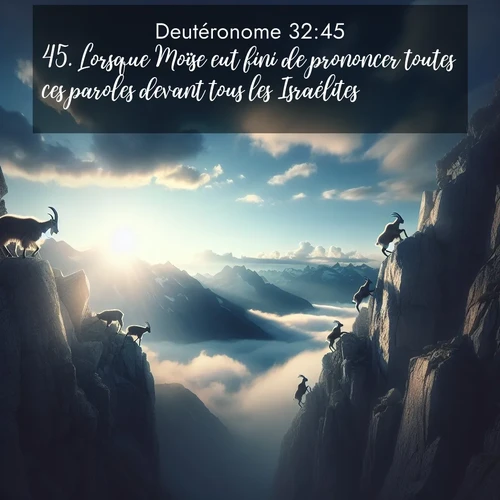 Segond21 Deutéronome  ; image nature: image avec le verset biblique :Lorsque Moïse eut fini de prononcer toutes ces paroles devant tous les Israélites, ;  ; 32:45