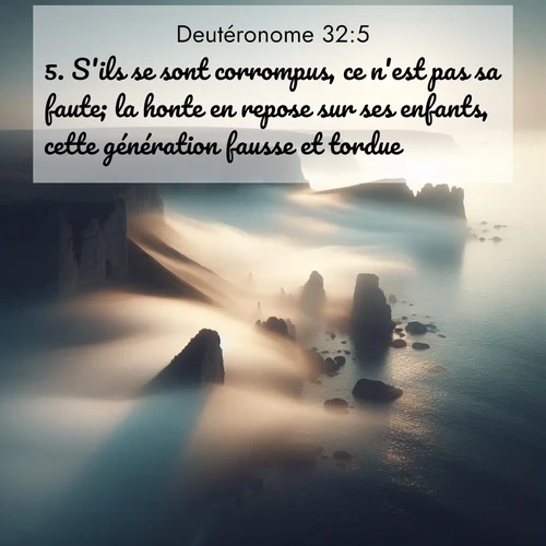 Segond21 Deutéronome  ; image nature: image avec le verset biblique :S&#039;ils se sont corrompus, ce n&#039;est pas sa faute; la honte en repose sur ses enfants, cette génération fausse et tordue. ;  ; 32:5