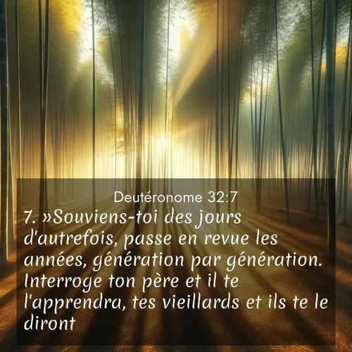 Segond21 Deutéronome  ; image nature: image avec le verset biblique :»Souviens-toi des jours d&#039;autrefois, passe en revue les années, génération par génération. Interroge ton père et il te l&#039;apprendra, tes vieillards et ils te le diront: ;  ; 32:7