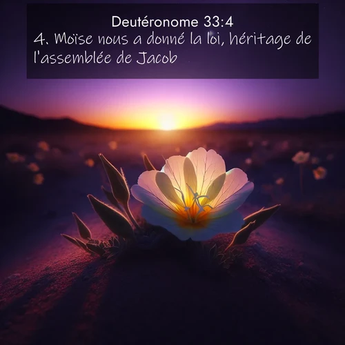 Segond21 Deutéronome  ; image nature: image avec le verset biblique :Moïse nous a donné la loi, héritage de l&#039;assemblée de Jacob. ;  ; 33:4