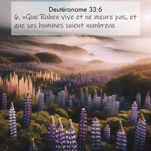 Segond21 Deutéronome  ; image nature: image avec le verset biblique :»Que Ruben vive et ne meure pas, et que ses hommes soient nombreux!» ;  ; 33:6