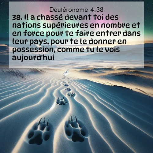 Segond21 Deutéronome  ; image nature: image avec le verset biblique :Il a chassé devant toi des nations supérieures en nombre et en force pour te faire entrer dans leur pays, pour te le donner en possession, comme tu le vois aujourd&#039;hui. ;  ; 4:38