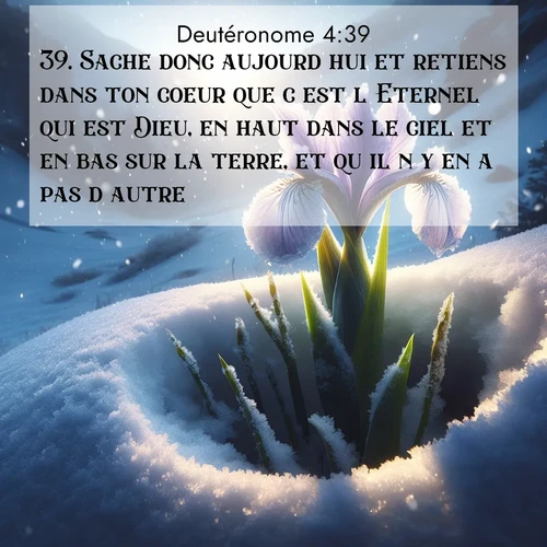 Segond21 Deutéronome  ; image nature: image avec le verset biblique :Sache donc aujourd&#039;hui et retiens dans ton coeur que c&#039;est l&#039;Eternel qui est Dieu, en haut dans le ciel et en bas sur la terre, et qu&#039;il n&#039;y en a pas d&#039;autre. ;  ; 4:39