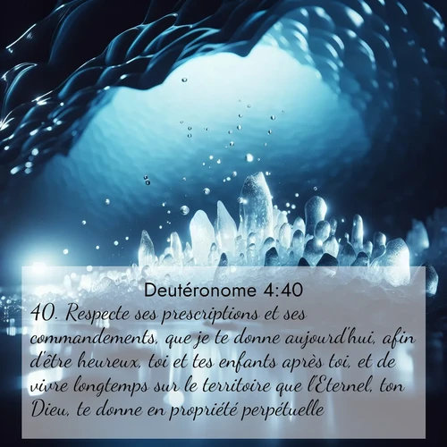 Segond21 Deutéronome  ; image nature: image avec le verset biblique :Respecte ses prescriptions et ses commandements, que je te donne aujourd&#039;hui, afin d&#039;être heureux, toi et tes enfants après toi, et de vivre longtemps sur le territoire que l&#039;Eternel, ton Dieu, te donne en propriété perpétuelle.» ;  ; 4:40