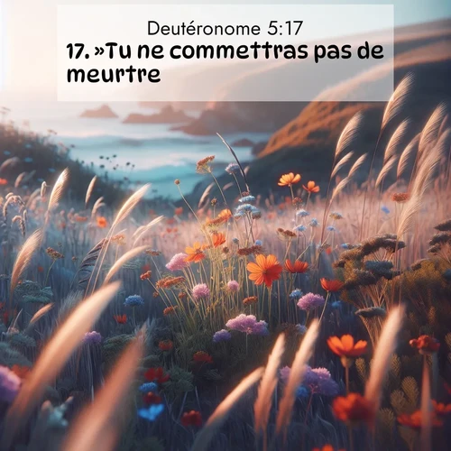 Segond21 Deutéronome  ; image nature: image avec le verset biblique :»Tu ne commettras pas de meurtre. ;  ; 5:17
