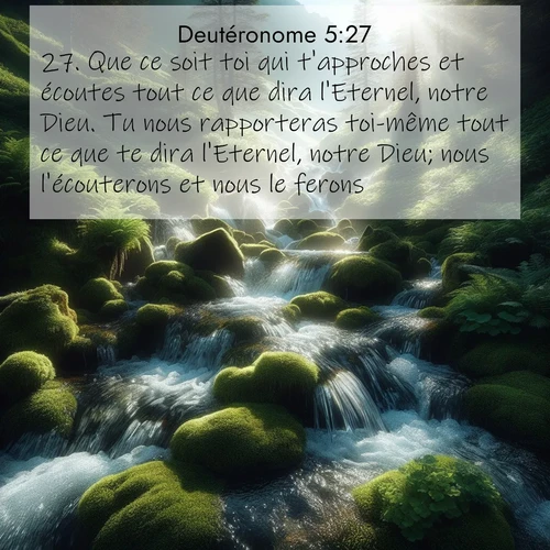 Segond21 Deutéronome  ; image nature: image avec le verset biblique :Que ce soit toi qui t&#039;approches et écoutes tout ce que dira l&#039;Eternel, notre Dieu. Tu nous rapporteras toi-même tout ce que te dira l&#039;Eternel, notre Dieu; nous l&#039;écouterons et nous le ferons.&#039; ;  ; 5:27