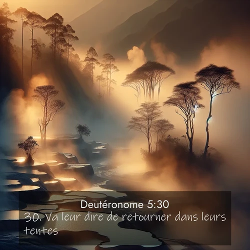 Segond21 Deutéronome  ; image nature: image avec le verset biblique :Va leur dire de retourner dans leurs tentes. ;  ; 5:30